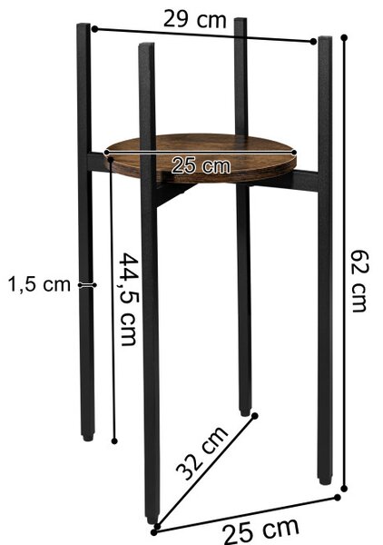 Stojan na květiny TORRE RUSTIC černý 60 cm