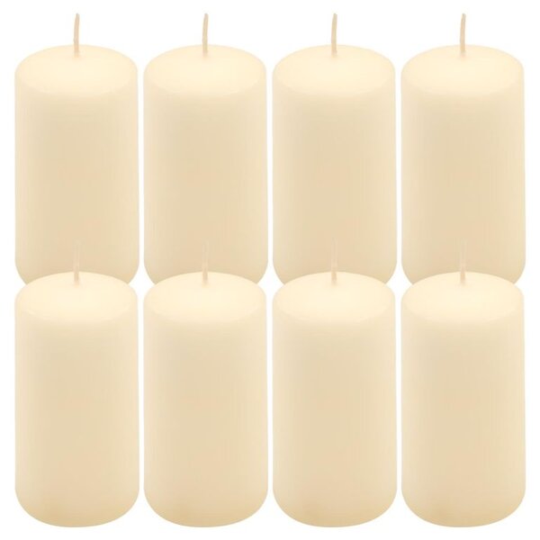 Krémová parafínová svíčka 10 cm, 20 h hoření, sada 8 ks