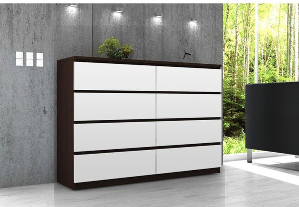 Komoda K140 8SZ wenge/bílá