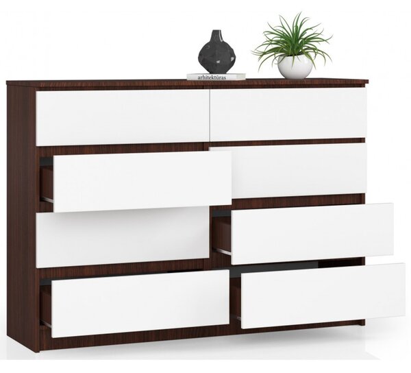Komoda K140 8SZ wenge/bílá