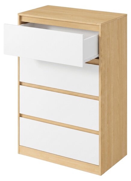 VASAGLE Komoda se 4 zásuvkami, moderní komoda do ložnice, rozměry 60,2 x 40,4 x 97,4 cm, žlutá barva