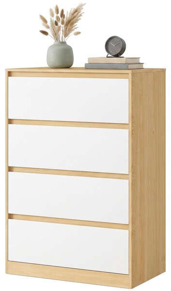 VASAGLE Komoda se 4 zásuvkami, moderní komoda do ložnice, rozměry 60,2 x 40,4 x 97,4 cm, žlutá barva