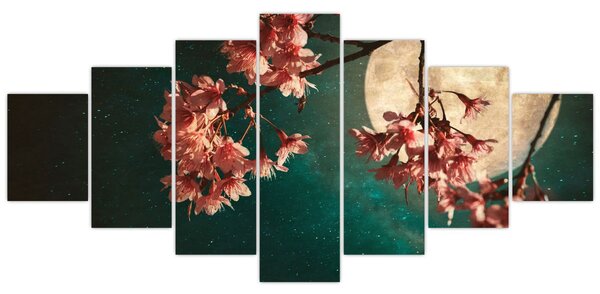 Obraz - Sakura v úplňku (210x100 cm)