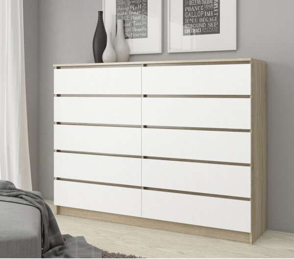 Komoda K160 10SZ sonoma/bílá