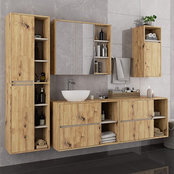 Skříňka pod umyvadlo VAMI W90 2SZ dub artisan / kašmír