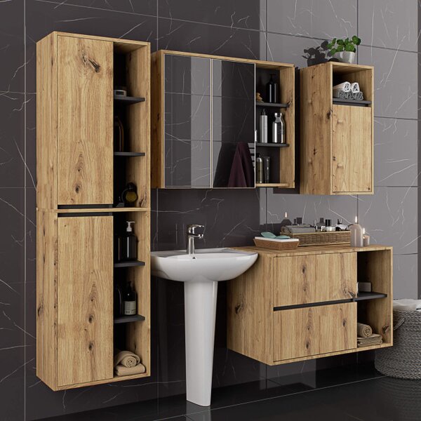 Skříňka pod umyvadlo VAMI W90 2SZ dub artisan / grafitová
