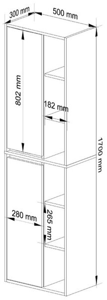 Kúpeľňová skříňka VAMI W50 2D 6P grafitová / remeselný dub