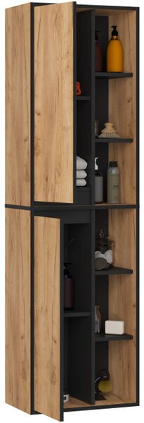 Kúpeľňová skříňka VAMI W50 2D 6P dub craft / čierna