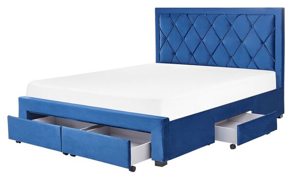 Manželská postel 160 cm Levi (modrá). 1080923