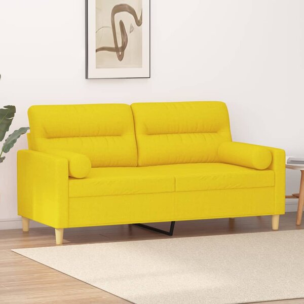2místná pohovka s polštáři světle žlutá 140 cm textil 3200826