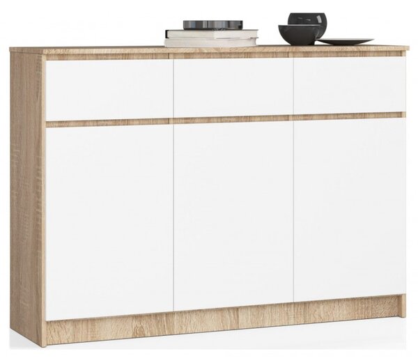 Komoda K140 3D3SZ sonoma/bílá