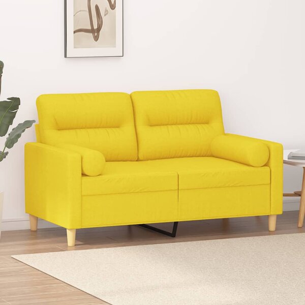 2místná pohovka s polštáři světle žlutá 120 cm textil 3200818