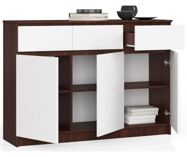 Komoda K140 3D3SZ wenge/bílá