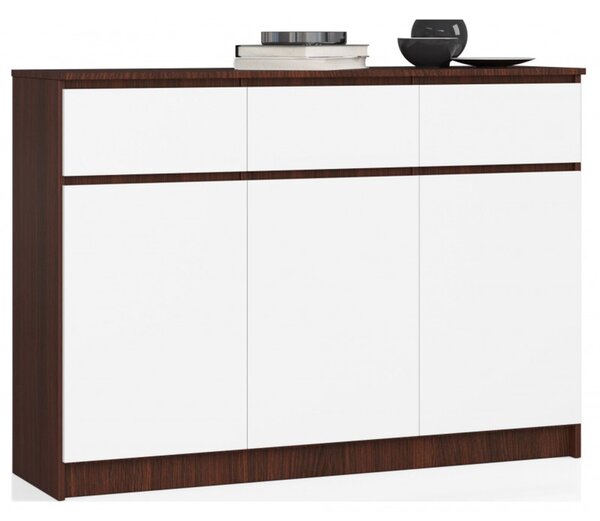 Komoda K140 3D3SZ wenge/bílá