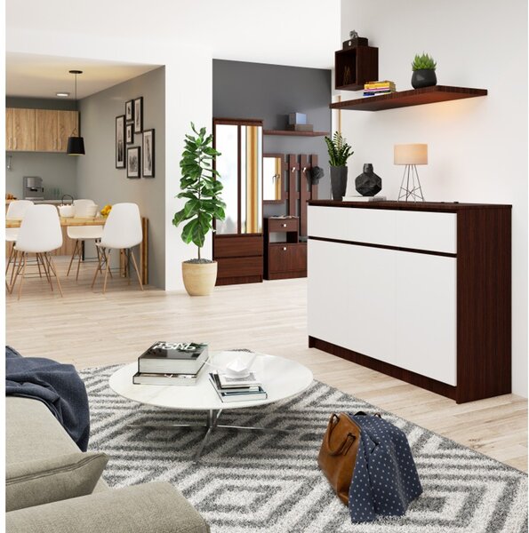 Komoda K140 3D3SZ wenge/bílá