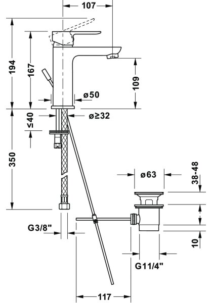 Duravit DC1023001046 - Umyvadlová baterie + výpusť D-CODE matná černá