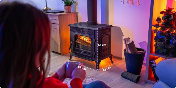 Litinová krbová kamna THUNDER HELIOS 10 kW černá Ecodesign horní vývod kouřovodu Ø160 mm energetická třída A