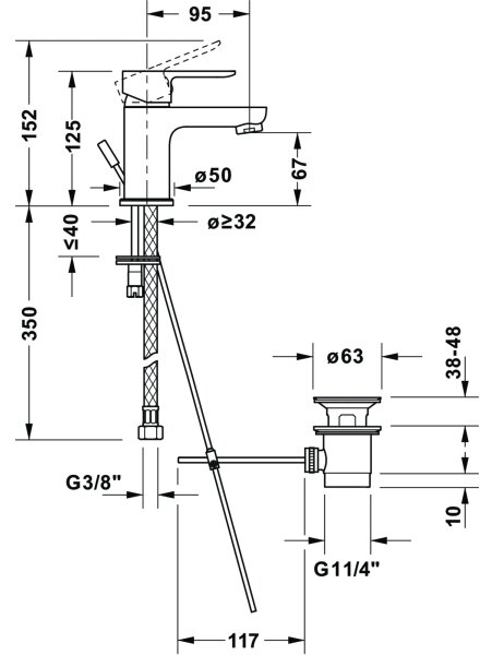 Duravit DC1013001046 - Umyvadlová baterie + výpusť D-CODE matná černá