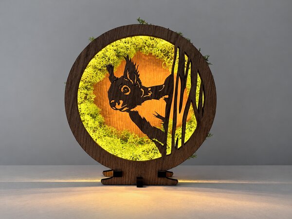 "Mechová veverka" lampa 20x22 cm provedení povrchu: dub