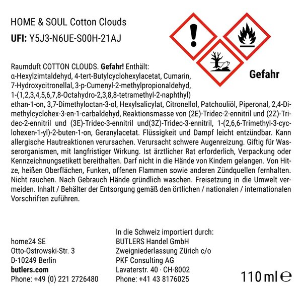 HOME & SOUL Vůně do bytu Cotton Clouds 110 ml