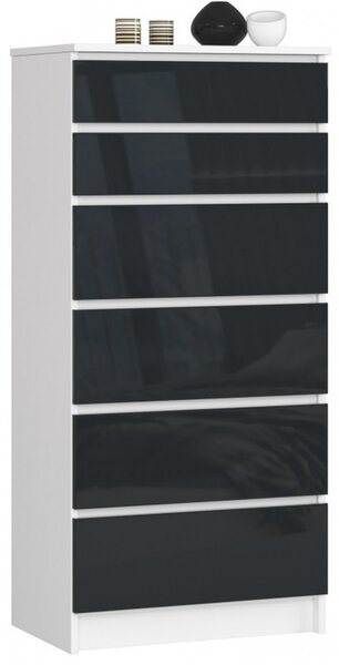 Komoda K60 6SZ grafit lesk bílá