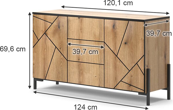 Kredenc Vicco Hatto Dub 124 x 69.6 cm, Model 40525