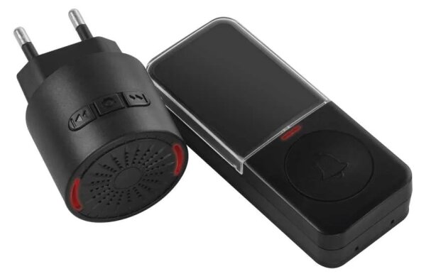 Bezdrátový zvonek do zásuvky 230V + 1xCR2032 černá