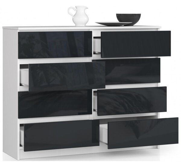 Komoda K120 8SZ grafit lesk bílá