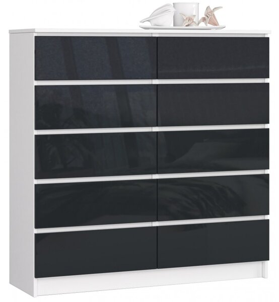 Komoda K120 10SZ grafit lesk bílá