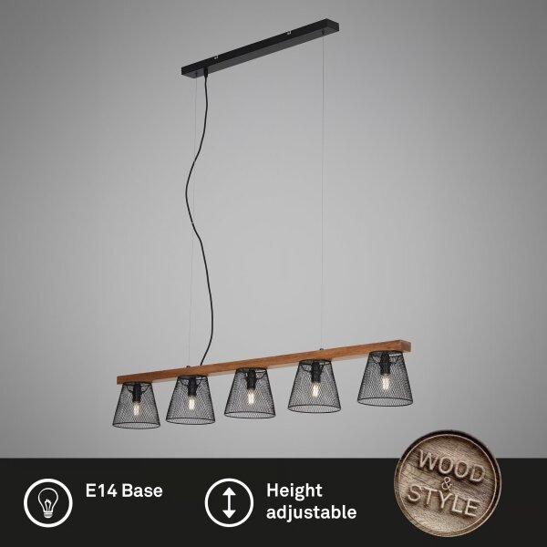 Briloner 4077-055 - Lustr na lanku WOOD & STYLE 5xE14/25W/230V
