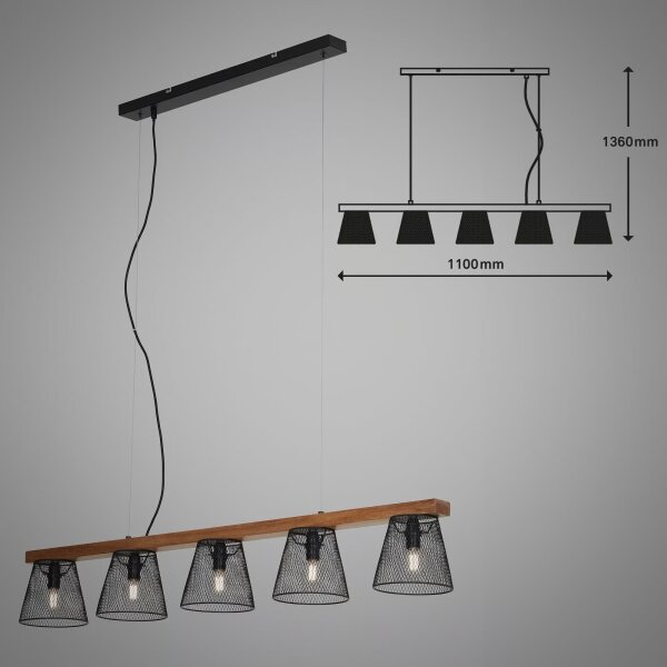 Briloner 4077-055 - Lustr na lanku WOOD & STYLE 5xE14/25W/230V