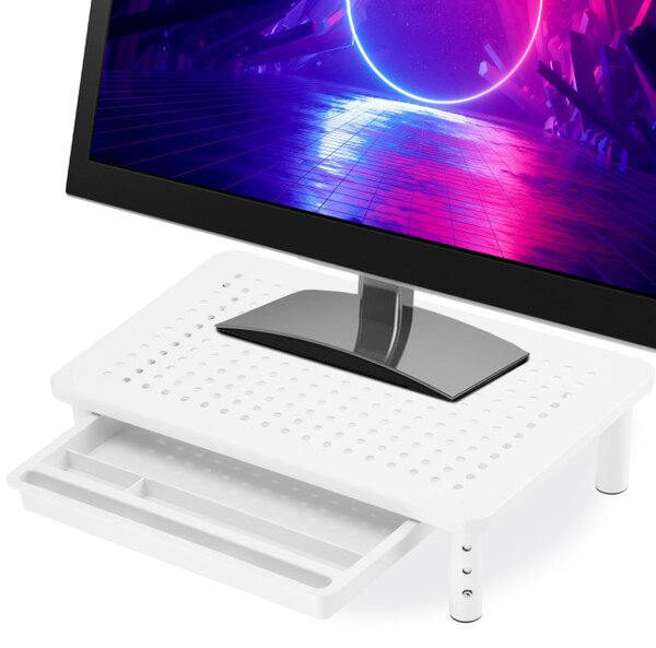 Stojan na notebook / monitor NANKIN se šuplíkem bílý