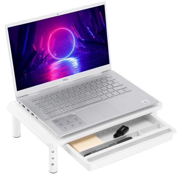 Stojan na notebook / monitor NANKIN se šuplíkem bílý