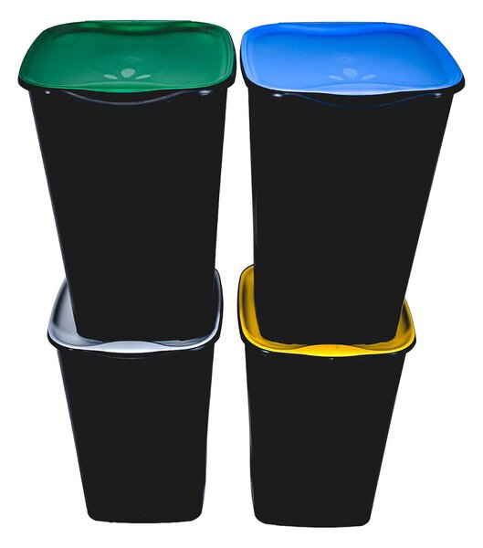 BELLI e FORTI s.r.l. Belli E Forti koš na tříděný odpad RECYCLING, černý, plast, šedé víko, 50 L