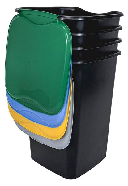 BELLI e FORTI s.r.l. Belli E Forti koš na tříděný odpad RECYCLING, černý, plast, šedé víko, 50 L