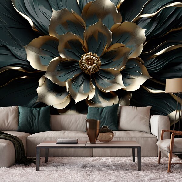 Fototapeta Zlatý květ v luxusním stylu Materiál: Vliesová, Rozměry: 200 x 140 cm