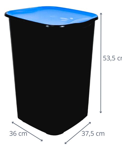 BELLI e FORTI s.r.l. Belli E Forti koš na tříděný odpad RECYCLING, černý, plast, modré víko, 50 L