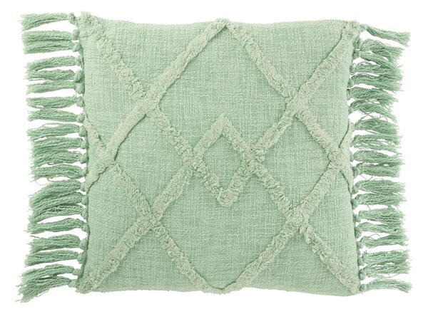 Mintový polštář s třásněmi a výplní Rhombus - 50*50cm - J-Line by Jolipa