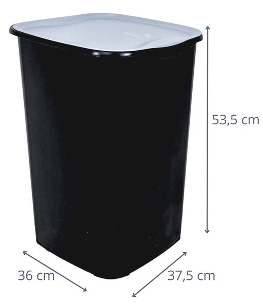 BELLI e FORTI s.r.l. Belli E Forti koš na tříděný odpad RECYCLING, černý, plast, šedé víko, 50 L