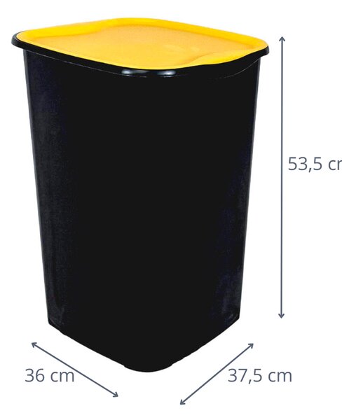 BELLI e FORTI s.r.l. Belli E Forti koš na tříděný odpad RECYCLING, černý, plast, žluté víko, 50 L