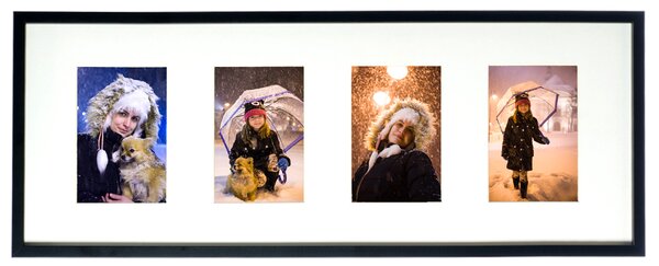BERGEN 23x60cm dřevěný rám + jemně krémová pasparta na 4 foto 10x15cm