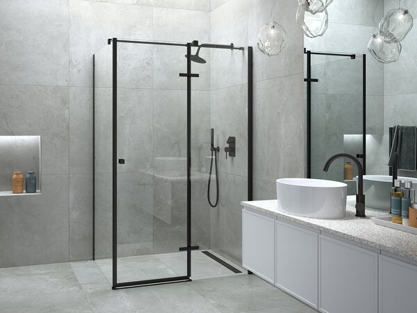 Besco Obdélníkový sprchový kout PIXA BLACK R 100x80 (100x90, 120x80, 120x90), výška 195 cm - bez vaničky Rozměry (cm): 100x80, Orientace: Pravá