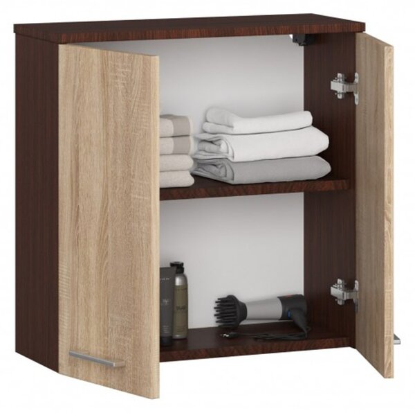 Koupelnová závěsná skříňka FIN W60 2D-wenge/sonoma