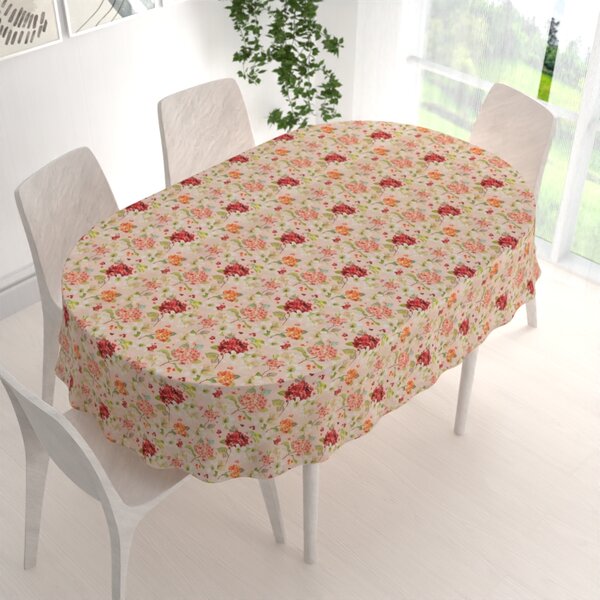 Biante Dekorační oválný ubrus PML-091 Hortenzie a lilie na růžovém 50x100 cm