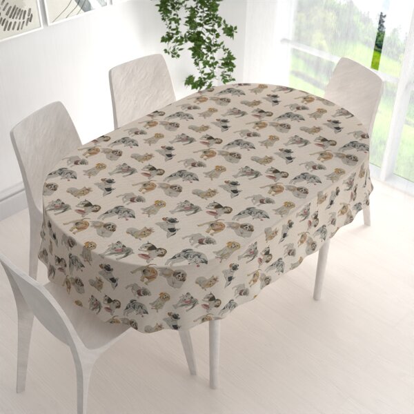 Biante Dekorační oválný ubrus PML-096 Štěňata na hnědobéžovém 50x100 cm