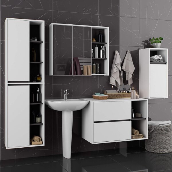 Koupelnová sestava VAMI bílá / šedá / grafitová