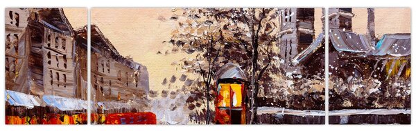 Obraz - Malba zimního města (170x50 cm)