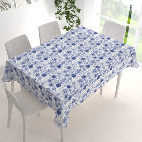 Biante Dekorační obdélníkový ubrus PML-090 Modré jarní květiny na bílém 50x100 cm