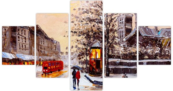 Obraz - Malba zimního města (125x70 cm)