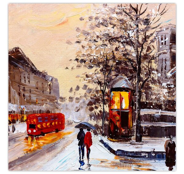 Obraz - Malba zimního města (30x30 cm)